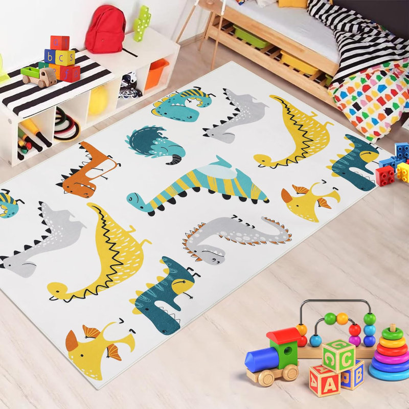 gaomon Kids Dinosaur Area Rug, Educational Playmats for Playroom